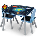 Kids Wood Table and Chair Set with Storage - Blue