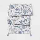 Cotton Floral Table Runner - Blue 108" x 14"