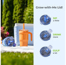 14oz 2pk Kids Mugs with Spill-Proof Straw - Blue and Orange