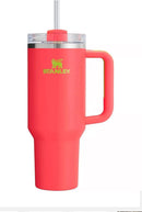 Insulated Stainless Steel Tumbler with Lid and Straw - Hibiscus