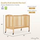 Full Size 2-in-1 Folding Stationary Side Crib - Natural Wood