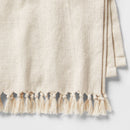4pk Cotton Slub with Tassel Trim Tied Fringe Napkin Light Beige