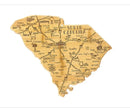 Destination South Carolina State Shaped Serving and Cutting Board Includes Hang Tie for Wall Display
