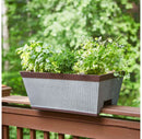 Outdoor Rectangular Deck Rail Planter - Rustic Galvanized