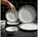 16pc Vitrelle Brasserie Dinnerware Set: Geometric Pattern, Service for 4, Includes Plates & Bowls, Dishwasher-Safe