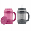 Reduce WaterDay Hydration Mugs, 80oz Capacity with Spill-Proof Silicone Straws - 2-Pack MultiColor