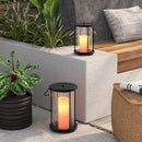 10.5" Black Metal and Glass Battery LED Outdoor Lantern Clear/Black - Threshold™