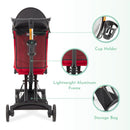 Evolur Roamer Ultra Light Umbrella Stroller in Red, Quick One-Hand Easy Fold Stroller, Five Point Safety Harness, Adjustable & Removable Canopy, Lightweight Aluminum Frame Baby Stroller