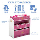 Princess Crown 6 Bin Storage Organizer - White/Pink