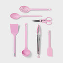 8pc Nylon Kitchen Utensil Set with Holder - Pink