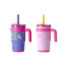 14oz 2pk Coldee Kids Mugs with Spill-Proof Straw Pink: Stainless Steel, Leakproof, Dishwasher-Safe, Ages 3+
