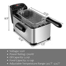 3.2 Quart Electric Deep Fryer 1700W Stainless Steel Timer Frying Basket - Black/Silver
