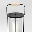 10.5" Black Metal and Glass Battery LED Outdoor Lantern Clear/Black - Threshold™