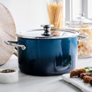 Greenpan Merten & Storck 6-Quart Steel Core Enameled Stockpot with Lid - Aegean Teal
