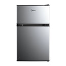 3.1 cu ft Compact Freestanding Refrigerator Silver: Energy Star, Top Door Freezer, Dorm Fridge, Reversible Door