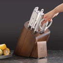 L1 Series 1027129 German Steel Forged 7-Piece Cleaver Knife Block Set - White