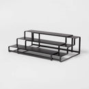 3-Tier Metal Expandable Spice Rack with Powder Coated Finish Black