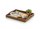 Rectangular Wooden Serving Tray with Handles - Brown