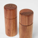 2pc Acacia Round Salt Shaker and Pepper Grinder Set