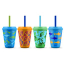 12oz 4pk Plastic Chameleon Color Changing Cups with Twist on Lids Blue