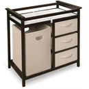 Modern Baby Changing Table with Hamper and 3 Baskets - Espresso