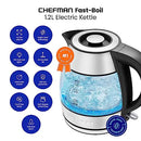 1.2L Rapid Boil Glass Kettle- Stainless Steel