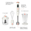 Immersion Blender with Chopper and Measuring Cup - White