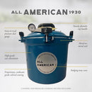 All American 1930 Cast Aluminum Pressure Canner 21.5 qt Blue