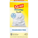 Glad Force Flex 13 gal No Scent Kitchen Trash Bags Drawstring 40 pk, Pack of 6