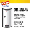 Glad Force Flex 13 gal No Scent Kitchen Trash Bags Drawstring 40 pk, Pack of 6