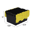 Ramtuff 12 gal Black/Yellow Hinged-Lid Tote Stackable, Pack of 6