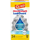 Glad LeakGuard 13 gal Fresh Kitchen Trash Bags Drawstring 34 pk, Pack of 6