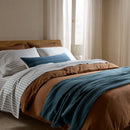 King Relaxed Linen Stripe Pillowcase Set Cove & Parchment
