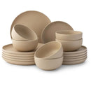 JoyJolt Mesa 18-Piece Stoneware Dinnerware Set – Matte Beige