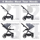 Convertible Baby Pram - Light Grey