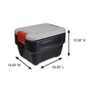 Rubbermaid ActionPacker 8 gal Black Storage Tote 12.1 in. H X 14.1 in. W X 20 in. D Stackable, Pack of 4