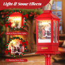 61 Inch Christmas Musical Street Lamp Post With Detachable Snow Globe Lantern-Red