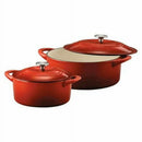 Enameled Cast Iron Dutch Ovens 2 Pack - Red