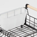 Metal Dish Rack with Powder Coated Finish and Rubber Wood Handles Black