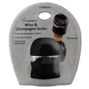 Rabbit Black Rubber/Stainless Steel Wine and Champagne Sealer, Pack of 12
