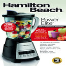 Hamilton Beach Power Elite Black Metal/Plastic Blender 40 oz 12 speed
