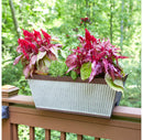 Outdoor Rectangular Deck Rail Planter - Rustic Galvanized