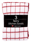 Ritz Paprika Cotton Check Kitchen Towel 3 pk, Pack of 3