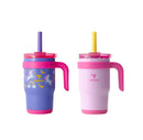 14oz 2pk Coldee Kids Mugs with Spill-Proof Straw Pink: Stainless Steel, Leakproof, Dishwasher-Safe, Ages 3+