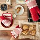 Vintage Stripe Oven Mitt, Mini Oven Mitt & Pot Holder 4-Pack, 100% Cotton, Heat Resistant - Passion Red/Ivory