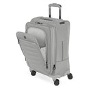 Checklite Softside Carry On Suitcase - Gray: 8 Wheels, Expandable, Tear-Resistant