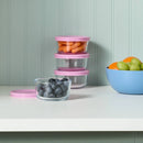 8-Piece Round Glass Food Storage Container Set - Pink