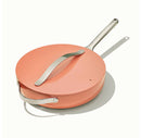 4.5qt Saute Pan with Lid Perracotta: Nonstick Ceramic, Stainless Steel Handle, Oven-Safe, Induction Compatible