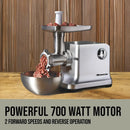 Electric Meat Grinder & Sausage Stuffer with 2 Stainless Steel Grinding Plates, 700 Watts