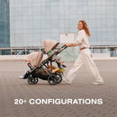 Gazelle S Stroller - Black Frame with Moon Black Seat
